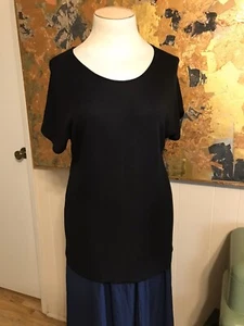 Vintage Brenda French French Rags Black Short Sleeved Knit Long Tunic Size 3-L - Picture 1 of 4