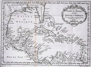 Mapa antiguo, Bellin, Carte du Golphe du Mexique et des isles de l'Amerique - Imagen 1 de 1