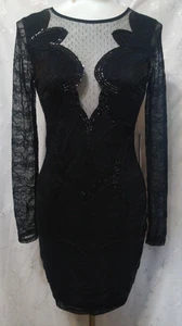 Nuevo Mini Vestido EXPRESS Talla 4 Malla Transparente Formal BodyCon Cuello en V Profundo Ilusión $98 - Imagen 1 de 5