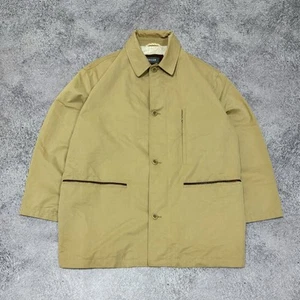 Bally Made In Italy Vintage Cotton Leather Beigi Brown Coat Trench Men’s Size 56 - Picture 1 of 24