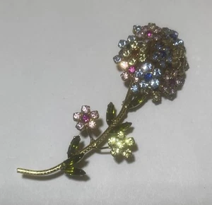 "Pin vintage de flores de diamantes de imitación coloridos con cúpula Vendome de 3,5"" como falta el tallo del alfiler" - Imagen 1 de 9