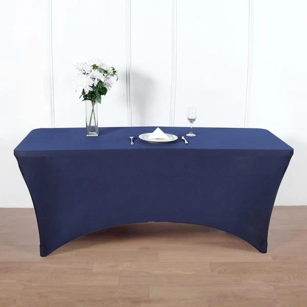 6 pcs 8 ft RECTANGLE SPANDEX STRETCH TABLE COVERS Fitted Tablecloths Catering - Image 1 of 1