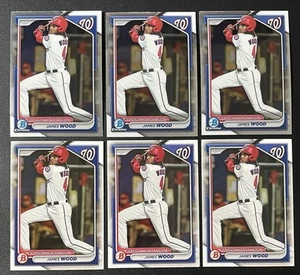 Lote de 6 tarjetas de béisbol James Wood Washington Nationals Bowman papel cromado prospecto - Imagen 1 de 6