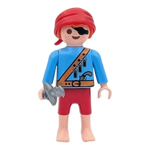 Playmobil figura niño azul/rojo pirata pañuelo daga barco isla - Imagen 1 de 2