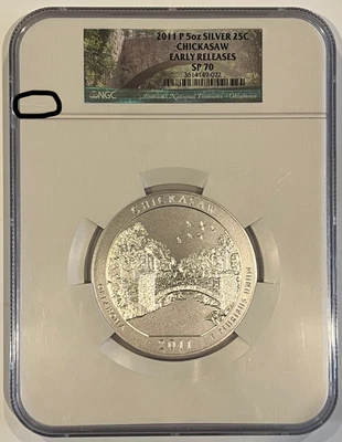 2011P five ounce 5oz America the Beautiful ATB Chickasaw OK SP70 NGC ER - Image 1 of 3