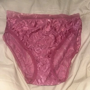 Bragas vintage WACOAL corte alto #871101 rosa malla floral ver a través de 6 M - Imagen 1 de 12