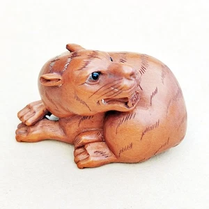 GX1515 - Netsuke de boj tallado a mano de 20 años: increíble tigre - Imagen 1 de 9