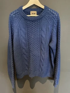 ACNE HERREN DICK BREIT ZOPFMUSTER COBAL ROYALBLAU GRÖSSE SMALL - Bild 1 von 4