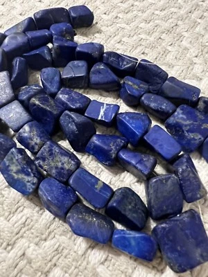 Freeform Natural Lapis Lazuli Beads Strand Afghanistan 16” Lot Of 2 - Image 1 of 4