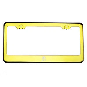 Gold Chrome License Frame T304 Stainless Steel Laser Engraved Lamborghini Logo - Picture 1 of 11