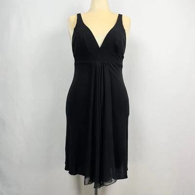 Vestido de cóctel Maria Bianca Nero cuello profundo talla M negro crepé seda LBD glamour Foto 1 de 4