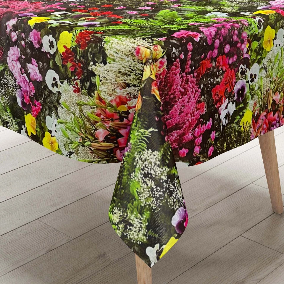 KEVKUS Wachstuch Tischdecke W270 Blumenwiese Stiefmütterchen eckig rund oval - Bild 1 von 4