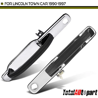 2x Maçaneta de porta externa cromada + couro para carro Lincoln Town 90-97 frontal LH e RH - Imagem 1 de 4