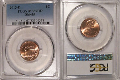 2013 D Lincoln SHIELD Cent 1c PCGS MS67RD - Image 1 of 2