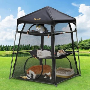 Cat Enclosure,Extra Large Triple Outdoor Cat Tent,94 * 102 * 145cm Pop Up Outdoo - Picture 1 of 9