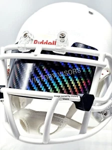 Schwarz Regenbogen Kohlefaser Mini Football Helm Visier mit UA Clips. *FLAT STYLE* - Bild 1 von 5