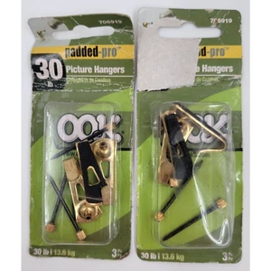 Hillman Padded Professional Studio Picture Hangers Brass 30-lbs 3 Pack Lot of 2 - Picture 1 of 3