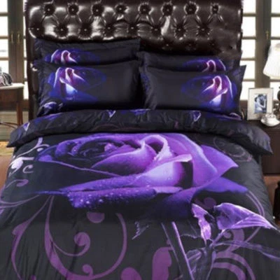 Purple Rose Duvet Cover Pillow Case US Twin Full Queen King Bedding Set Floral - Image 1 of 4
