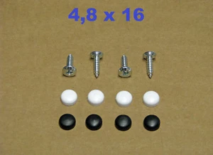 Placa matrícula tornillos 4,8x16 galvanizado 4 piezas con tapas - Imagen 1 de 3