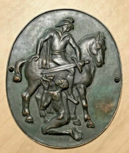 Saint Martin, Chivalry, Patron of France, Theodor Georgii, 1949 Bronze Plaque - Picture 1 of 12