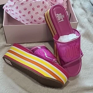 Juicy Couture Fuchsia Drena Platform Jelly Sandals Size 8 - Picture 1 of 4