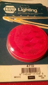 NEW OLD STOCK NAPA LIGHTING 47TD RED REFLECTOR ROUND WITH BACK MOUNTING ADHESIVE - Picture 1 of 4