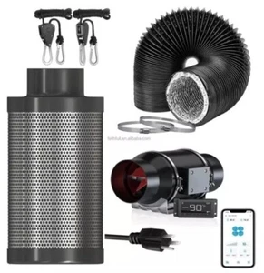 Kit Estrattore Aria Grow Box 4', App Tuya, Temperatura, Umidità 364m³/h - Photo 1/3