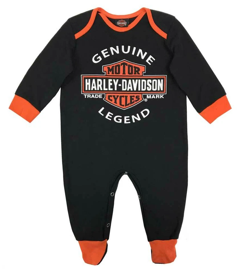 Macacão Harley-Davidson Baby Boys Interlock B&S com pés, preto 3050911 - Imagem 1 de 1