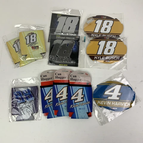 Nascar Lot of 11 Koozies Magnet Emblems Kyle Busch Kevin Harvick New Souvenirs Cover