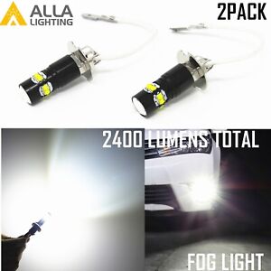 Alla Lighting LED H3 Driving Fog Light Bulb Replacement,Crystal Pure White 6000K