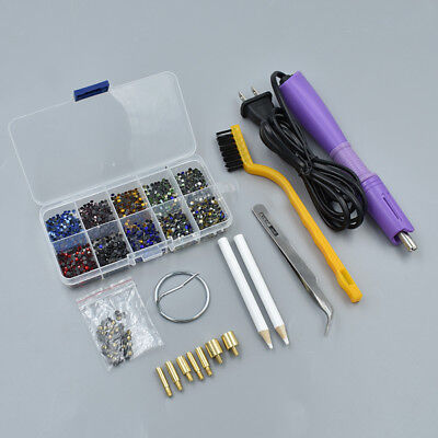 Rhinestone Funcional Aplicador Varita Setter Hot Fix Stud Calentador Tool Kit Set • 15.15€
