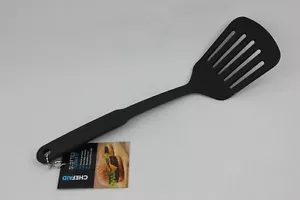 Egg Slice Utensil Slotted Turner Flip Chef Aid Black Nylon Kitchen Cooking Tools - Picture 1 of 6