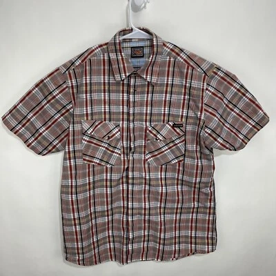 Volcom Men's Shirt Western Cowboy Hidden Snap Shirt Medium Red Plaid Size M - Image 1 of 4