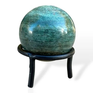 Nephrite Jade Crystal Sphere Green Chakra Stone Includes Short Black Metal Stand - Bild 1 von 14