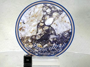 Pegatina: Lunar (feldsp. breccia), Touat 005, clase meteorito, brillante 3" redondo - Imagen 1 de 2