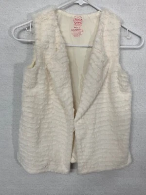 Jaqueta colete sem mangas Faded Glory feminina média 7-8 marfim pele sintética frente aberta - Imagem 1 de 4