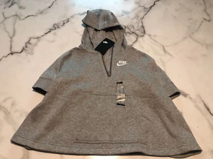 Nike Youth Girls Short Sleeve Half Zip Club Poncho Hoodie Grey Small NEW W Tags - Picture 1 of 7