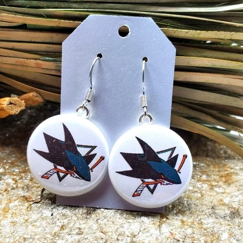 NWT San Jose Sharks Earrings NHL Hockey Kane Couture SJ Sharkie Souvenir Fashion Cover