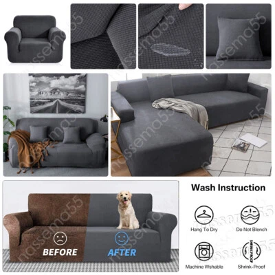 Fundas lisas para sofá de 1/2/3/4 plazas protectoras elásticas para muebles de sofá Foto 1 de 4