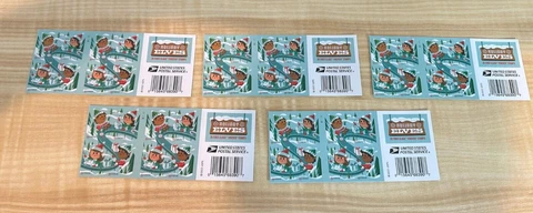 100x USPS Holiday Elves Forever Postage Stamps - 5 Sheets of 20 New Cover