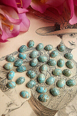 1097b Ravissants Cabochons Vintage Imitation Turquoise Ovale De 7 Mm Lot 10 Gr • 3€