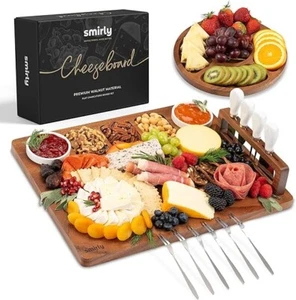 Charcuterie Brett groß natur Nussbaum Holz Zubehör inklusive Housewarming - Bild 1 von 5