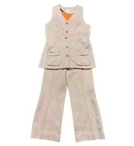 1970s Waistcoat & Trousers Suit | Retro Suit | UK 12 | Vintage Trouser Suit - Picture 1 of 7