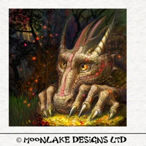 Fantasy - Dragon Treasure- Fabric Craft Panels in 100% Cotton or Polyester - Picture 1 of 3