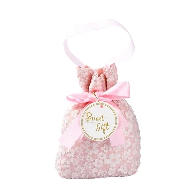 5x Bolsas de regalo con cordón de flores de encaje con asa bolsas rosas para dulces de boda Foto 1 de 4
