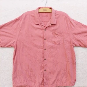 Tommy Bahama 100% Linen Shirt Men Short Sleeve Coral button down shirt Xl - Picture 1 of 24