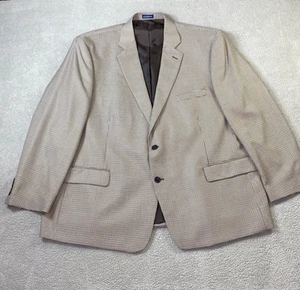 Stafford Blazer Mens 52R Beige Houndstooth Classic Fit Sport Coat Jacket - Picture 1 of 18