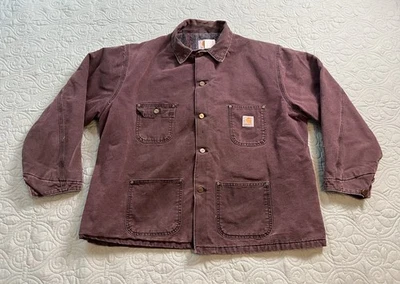 Chaqueta forrada con manta vintage Carhartt para hombre 2XL granate CB144 Union EE. UU. Foto 1 de 4