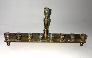 Menorah Hanukkah in ottone ebraico vintage - Foto 1 di 8
