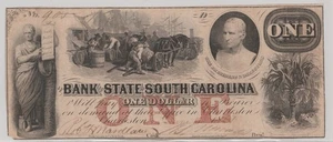 Billete obsoleto del estado de Carolina del Sur de 1861 - sin clasificar/cancelado cruzado - Imagen 1 de 2